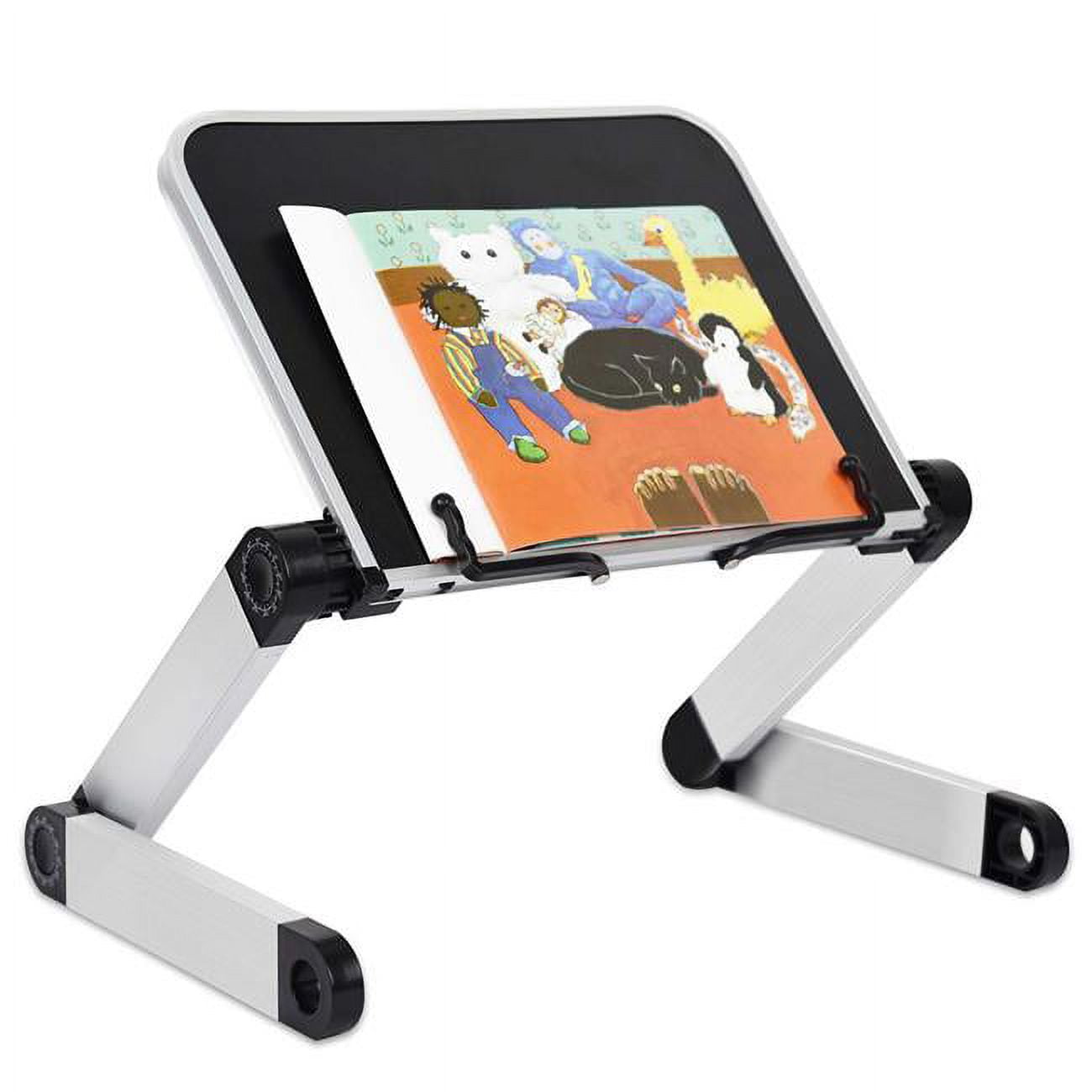Myfurnideal Bamboo Book Stand Foldable Reading Book Holder Cookbook Book  Holder with 5 Adjustable Height for Textbook, Receipe, Music Books, Tablet,  Ipad 