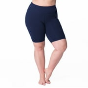 Rainbeau Curves Women's Plus Bicycle Shorts, Blue, (30/32)