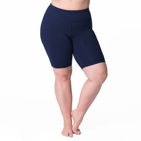 Rainbeau Curves Women's Plus Bicycle Shorts, Blue, (30/32)