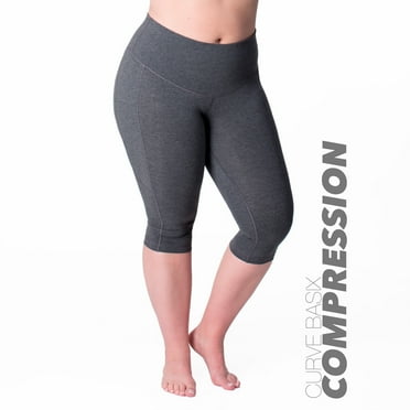 Rainbeau Curves Basic Compression Cropped Capri, Women's Plus Gray 18/20