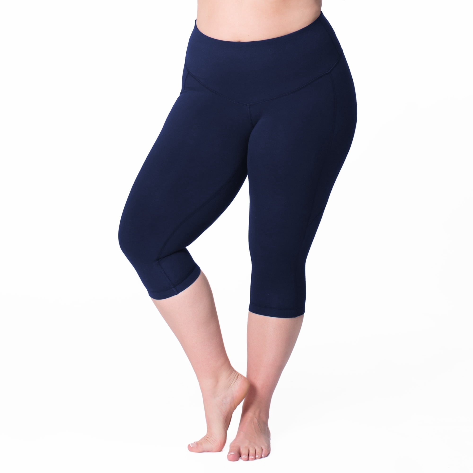Rainbeau Curves Basic Compression Cropped Capri Legging, Women's Plus ...