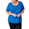 thumbnail image 1 of Rainbeau Curves Nancy Tee Women's Plus Activewear Crew Neck, Blue, 1 of 6