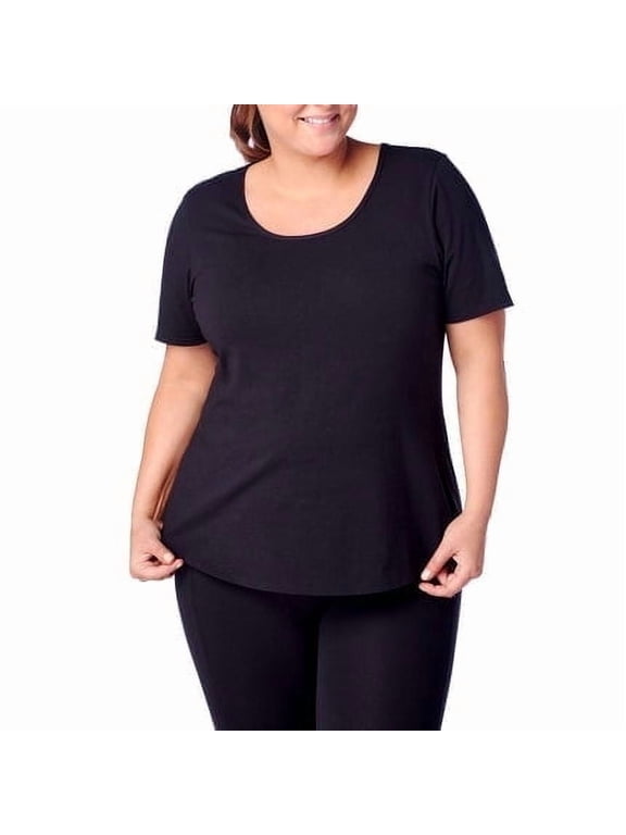 Nancy Tee Women's Plus Activewear Crew Neck, Black