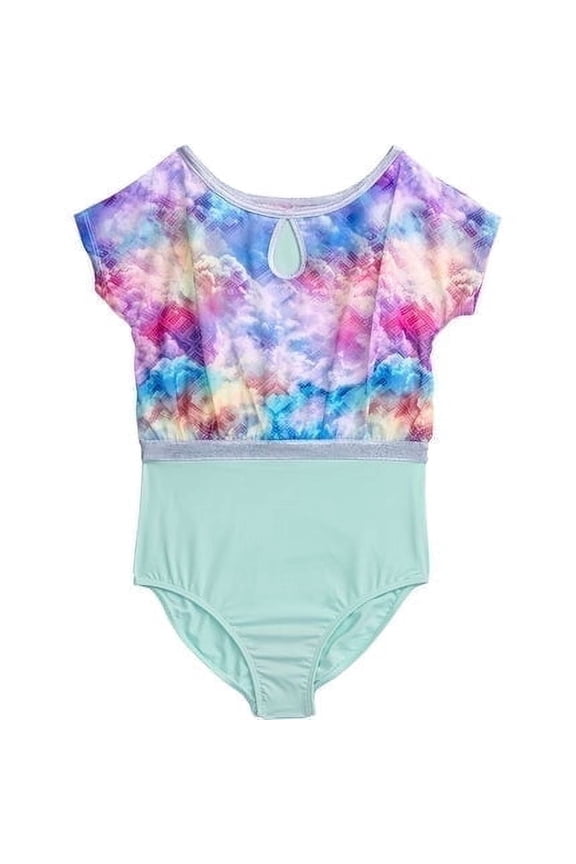 Girls Dance & Gymnastics Short Sleeve Printed Leotard, XS-XL