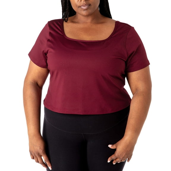 Rainbeau Curves Boat Neck Activewear T-Shirt, Women's Plus