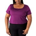 thumbnail image 1 of Rainbeau Curves Square Neck Activewear T-Shirt, Women's Plus, 1 of 2