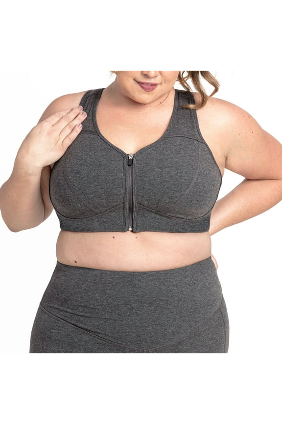 Plus Grace Front Zip Sport Bra Grey 22/24