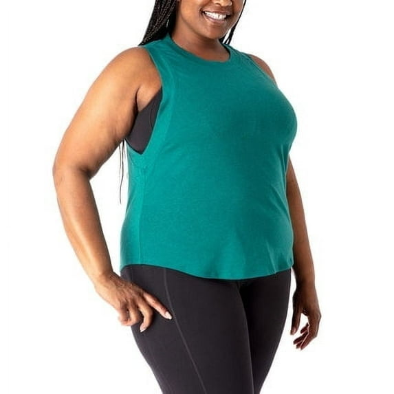 Rainbeau Curves Women's Plus Muscle Sleeveless Tank Top, Green