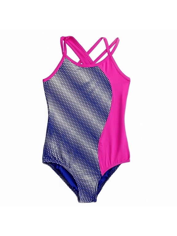 Girl's Dance & Gymnastics Foiled Cami Leotard, XS-XL