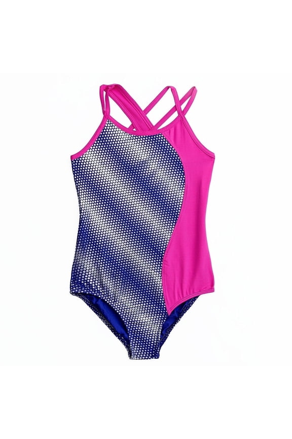 Girl's Dance & Gymnastics Foiled Cami Leotard, XS-XL