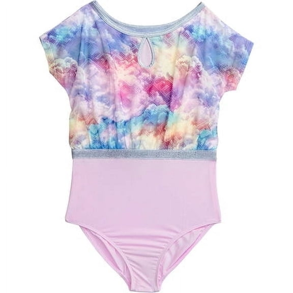 Rainbeau Moves Girls Dance & Gymnastics Short Sleeve Printed Leotard, XS-XL