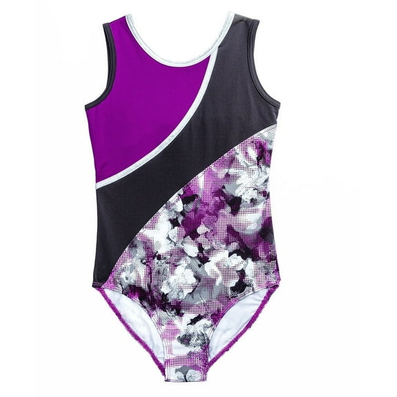 Rainbeau Moves Girls Dance & Gymnastics Floral Block Printed Leotard, XS-XL
