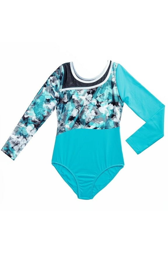 Girls Dance & Gymnastics Printed Floral Block Leotard, XS-XL