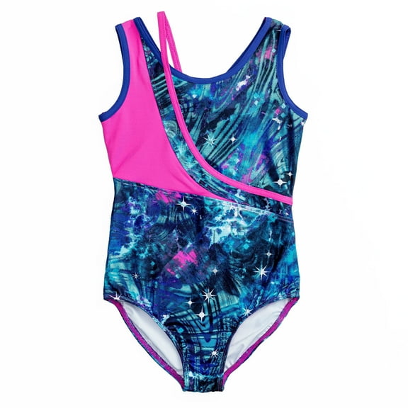 Rainbeau Moves Girls Dance & Gymnastics Cosmoverse Printed Tank Leotard with Inset, XS-XL