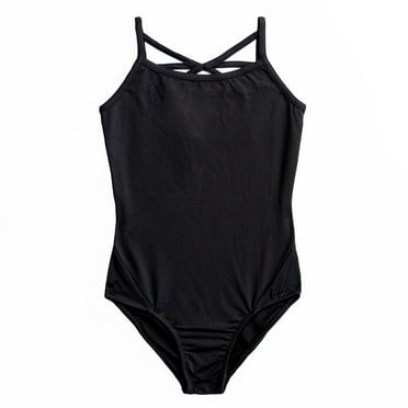 Rainbeau Moves Premium Nylon Strappy Cami Basic Leotard, Little Girls, Black, XS-XL