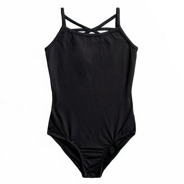 Rainbeau Moves Premium Nylon Strappy Cami Basic Leotard, Little Girls, Black, XS-XL