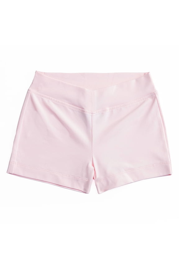Girls Dance & Gymnastics Basic Nylon Dance Bike Activewear Shorts, Pink XXS-L