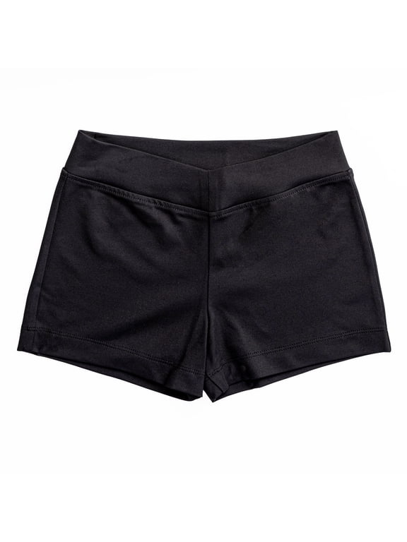 Girls Dance & Gymnastics Basic Nylon Dance Bike Activewear Shorts, Black XS-XL