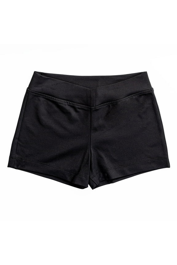 Girls Dance & Gymnastics Basic Nylon Dance Bike Activewear Shorts, Black XS-XL