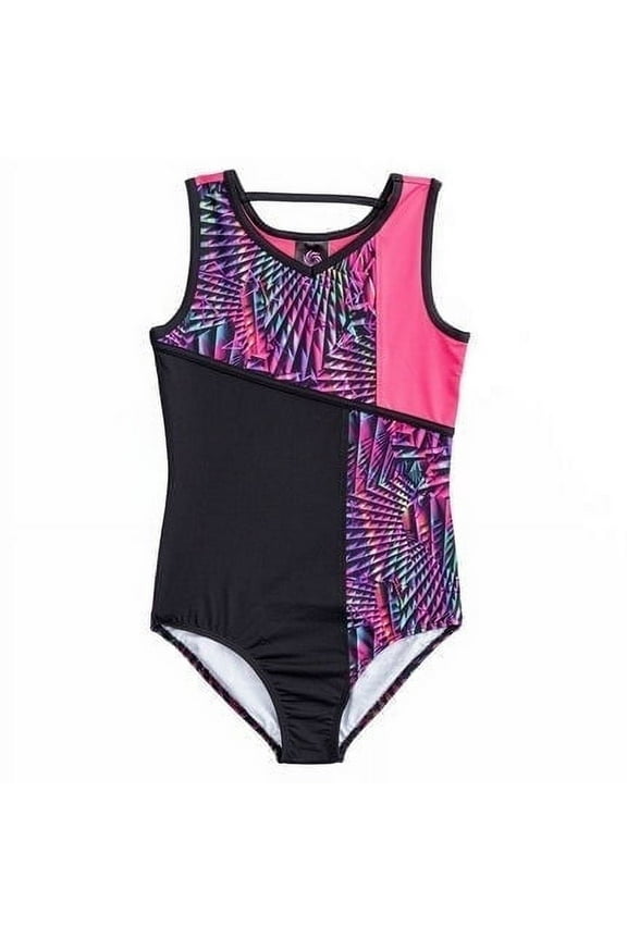 Girls Dance & Gymnastics Offset Color Block Tank Leotard, XS-XL