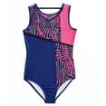 thumbnail image 1 of Rainbeau Moves Girls Dance & Gymnastics Offset Color Block Tank Leotard, XS-XL, 1 of 5