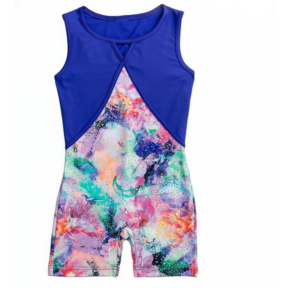 Rainbeau Moves Dance & Gymnastics Painted Floral Biketard, Girls, XS-XL