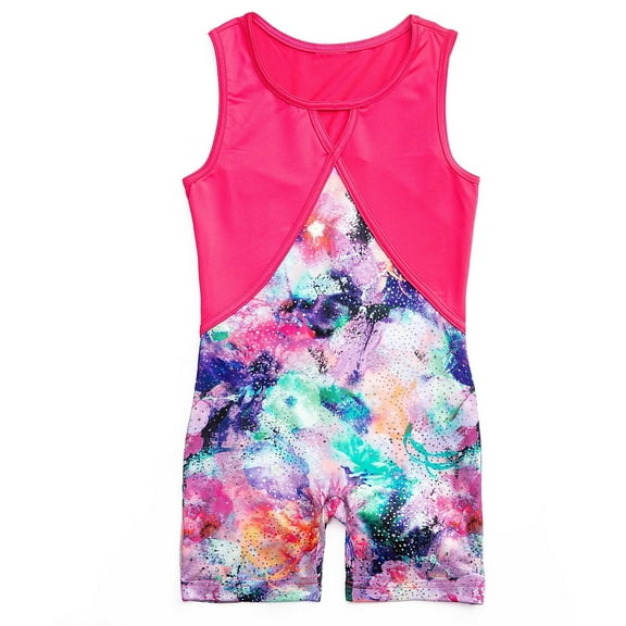 Rainbeau Moves Dance & Gymnastics Painted Floral Biketard, Girls, XS-XL