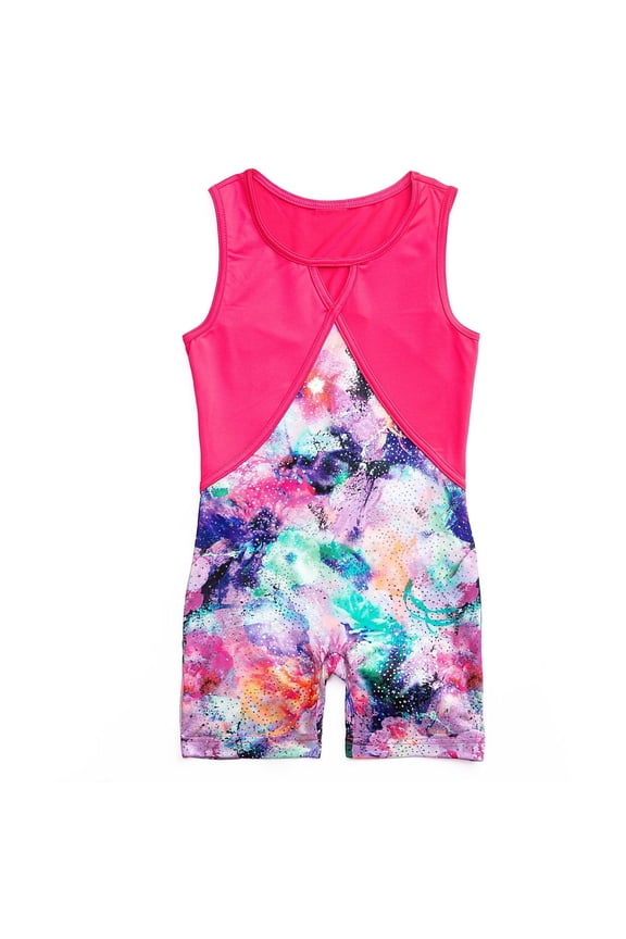 Dance & Gymnastics Painted Floral Biketard, Girls, XS-XL