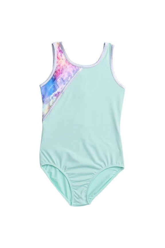 Girls Dance & Gymnastics Print Inset Tank Leotard, XS-XL