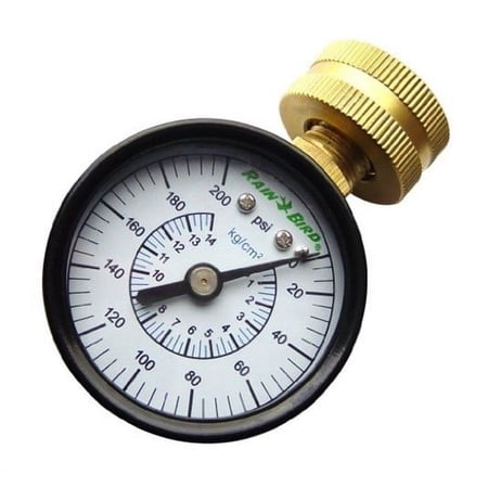 Rain Bird P2A Water Pressure Test Gauge, 3/4 Female Hose Thread, 0-200 psi