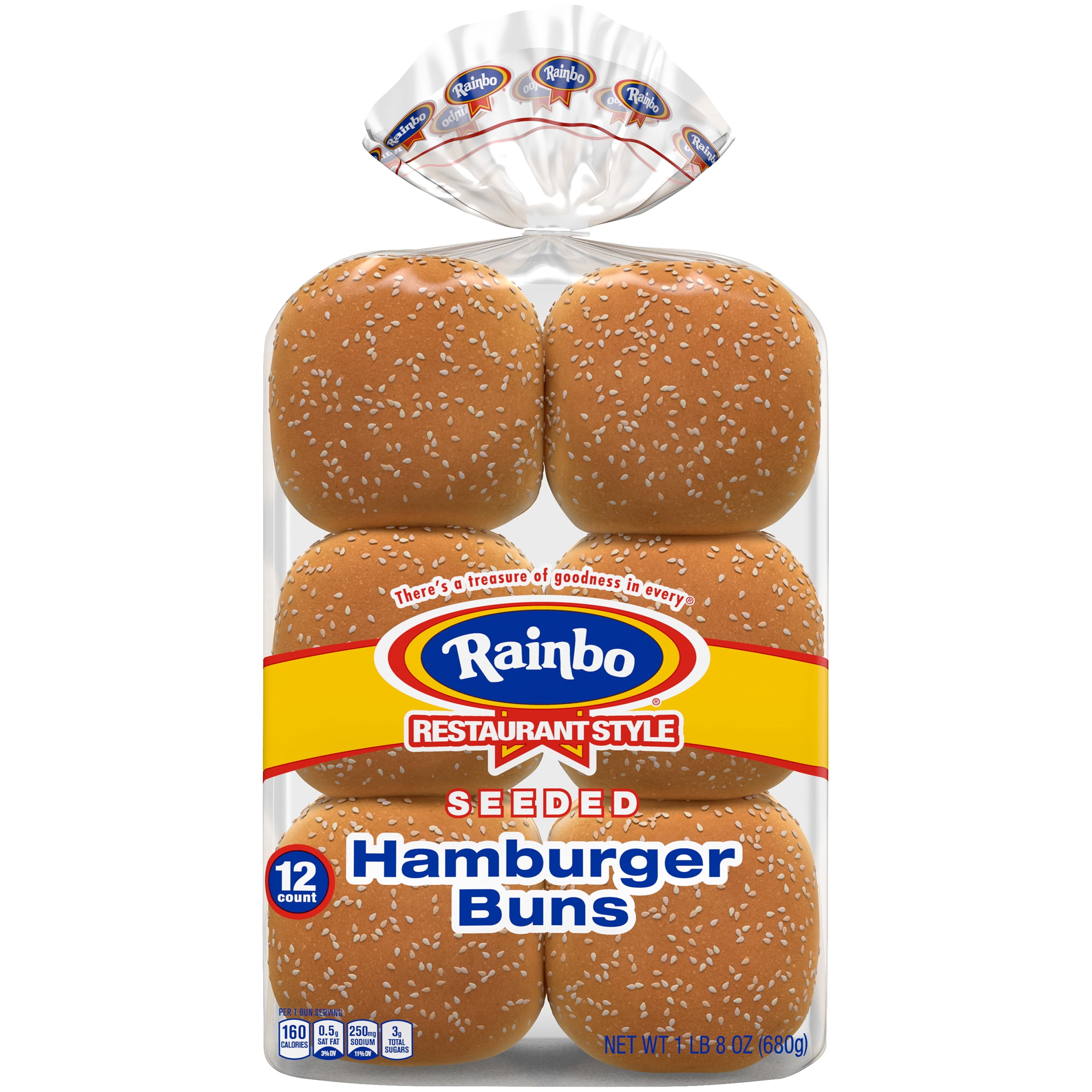 Rainbo Seeded Hamburger Rolls, 12 count, 24 oz