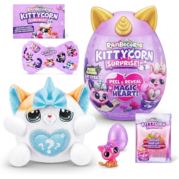 Rainbocorns Series 2 Exotic Cat Mystery Egg Plush (Over 10 Kitty Surprises Inside!, Magic Glowing Eyes)