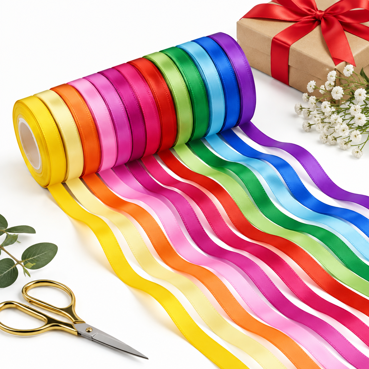 Name Ribbon Polyester Rainbow 1/4