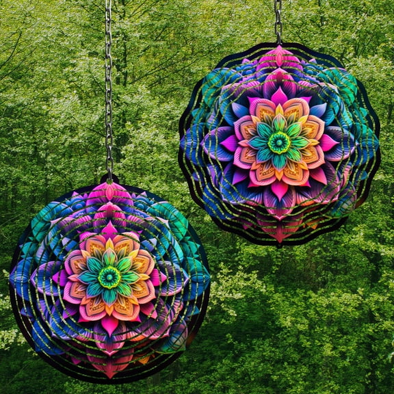 Rainbow 10 Inch Metal Wind Spinner, 3D Kinetic Outdoor Hanging Garden Decor for Yard Patio, Gift for Women and Men