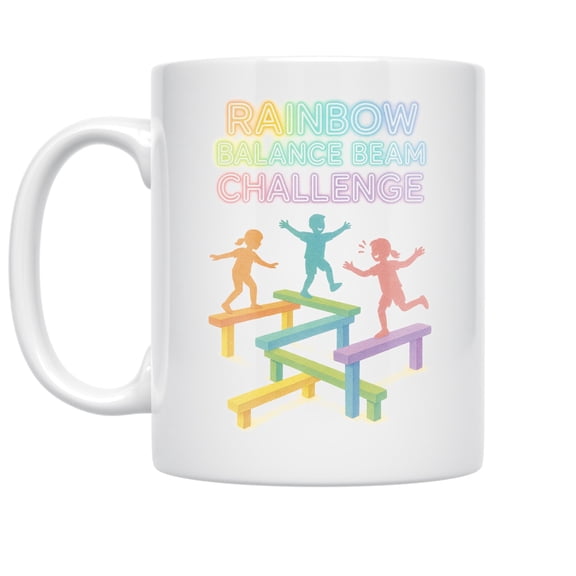 Rainbow 11 oz Coffee Mug - Balance Beam for Kids White Ceramic gift