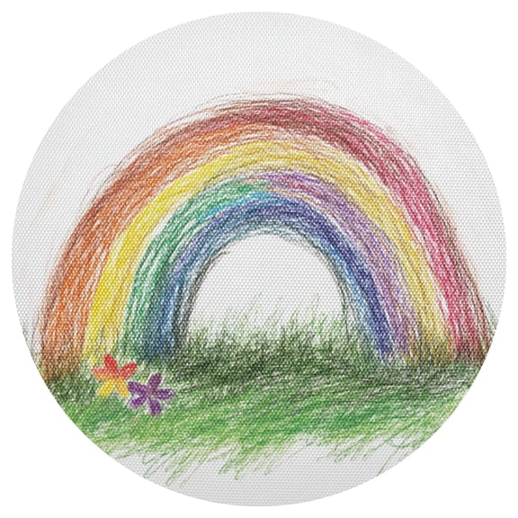 Rainbow 15.4in Diameter PVC Plate Mat, Heat-Resistant and Cuttable, Kitchen Decor