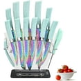thumbnail image 1 of Rainbow 15-Piece Knife Set with Acrylic Block – Stainless Steel Kitchen Knives, Chef, Carving, Bread, Steak Knives, Utility, Paring Knife, Shears & Sharpener – Non-Stick, Durable & Sharp – Ideal Gift, 1 of 8