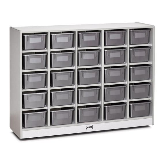 25 Cubbie-Tray Mobile Storage - with Trays - Gray