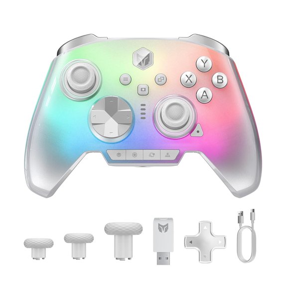 Rainbow 3 Wireless PC Gaming Controller Capacitive Joystick 2000Hz Polling Rate 16 Mechanical Keys 14 Custom RGB Lights 6-Axis Gyro Sensor Hall/Micro-switch Trigger 3.5mm o Jack Gamepad for
