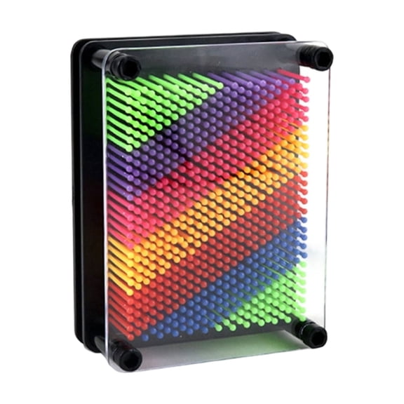 Rainbow 3D Hand Mold Pin Art Impression Toy, Sensory Desktop Creative Sculpture Board, Interactive Plastic Pin Frame, Tabletop Decoration for Office(Multicolor, M)