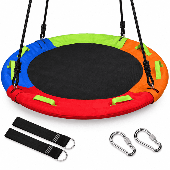 Rainbow 40 Inch Saucer Tree Swing With 900lb Weight Capacity And Adjustable Hanging Straps
