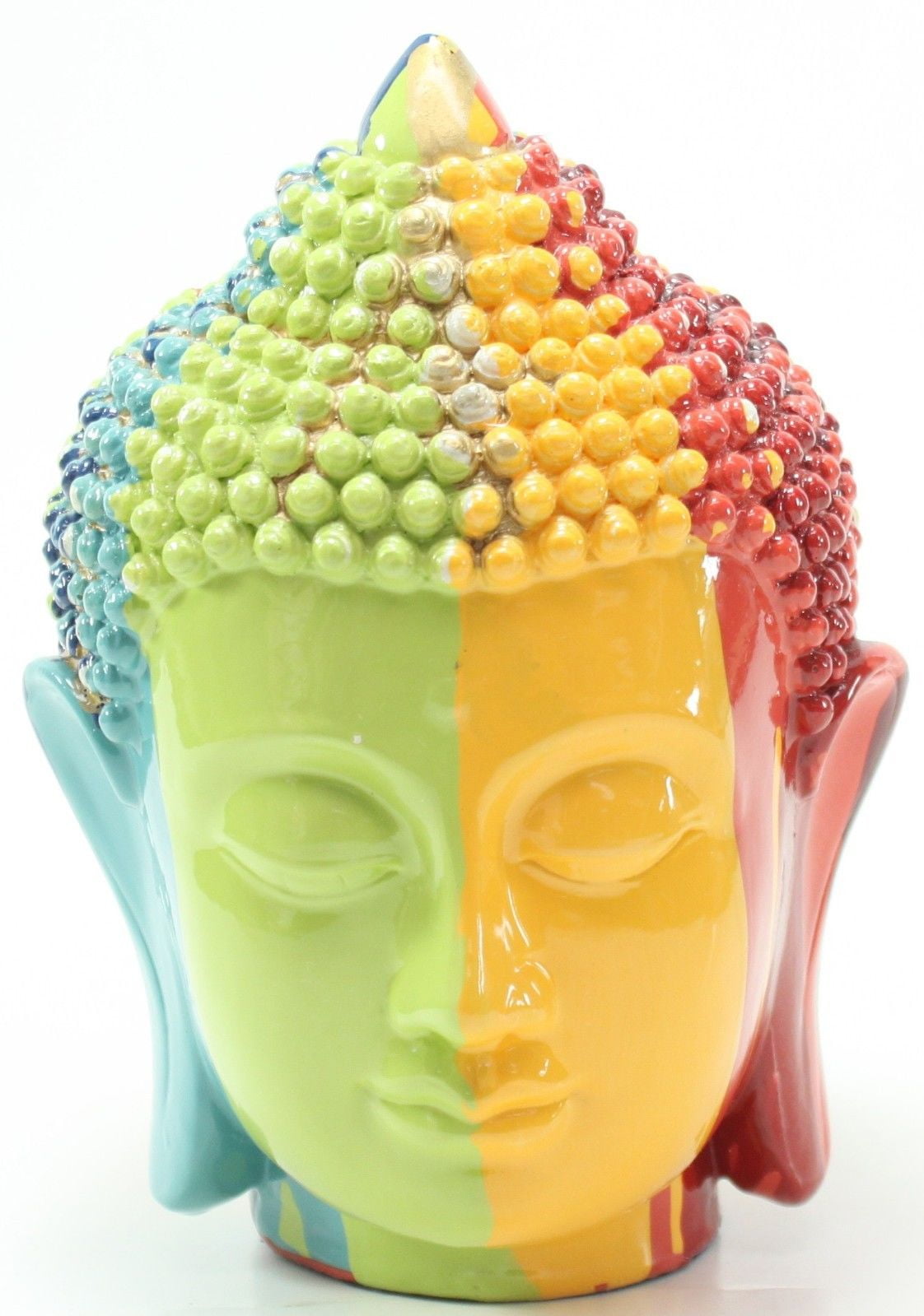 Rainbow 6.5"(H) Colorful Shakyamuni Meditating Buddha Head Figurines Peace Luck Prosperity Statues Home Decor