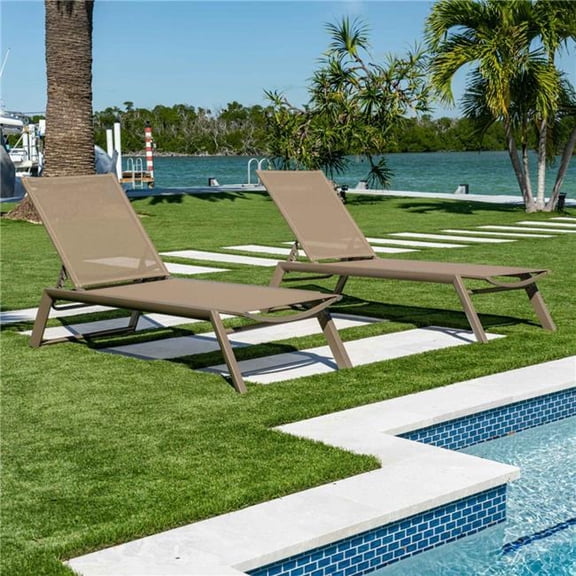 Rainbow RBO-ODESSA-CAP-CL-SET2 73 x 25 x 14 in. Odessa Chaise Lounger, Cappuccino - Set of 2