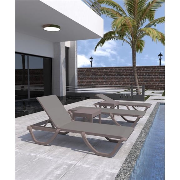 Rainbow RBO-FLORENCE-CAP-CL-SET2 74.5 x 27 x 13 in. Florence Chaise Lounger with Sling, Cappuccino - Set of 2