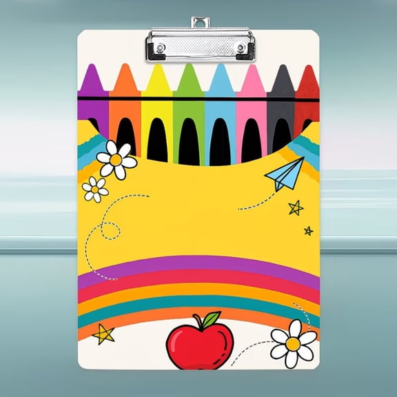 Rainbow A4 Clipboard with Clip  2D Flat Printed Writing Board for Notes, Files, Drawings, and Office Organization