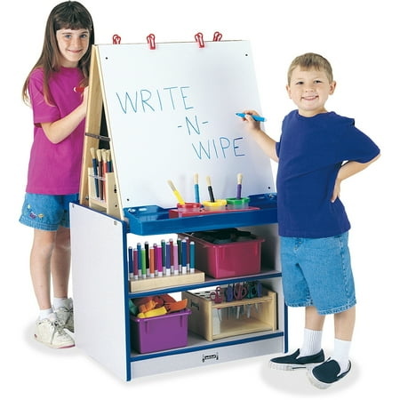 Rainbow Accents 2 Station Easel - Black-Color:Blue