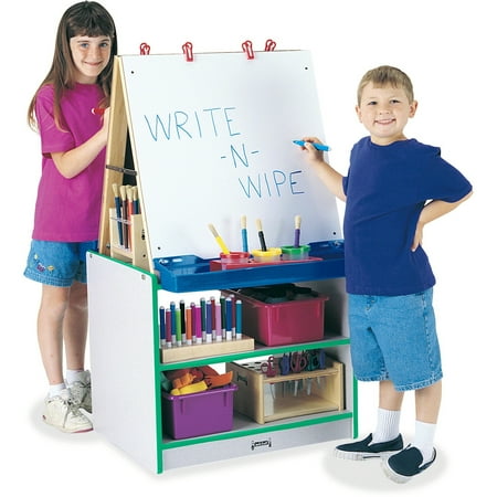 Rainbow Accents 2 Station Easel - Black-Color:Green
