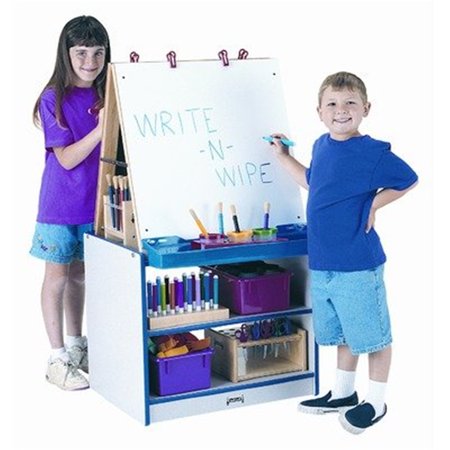 Rainbow Accents 2 Station Easel - Black-Color:Orange