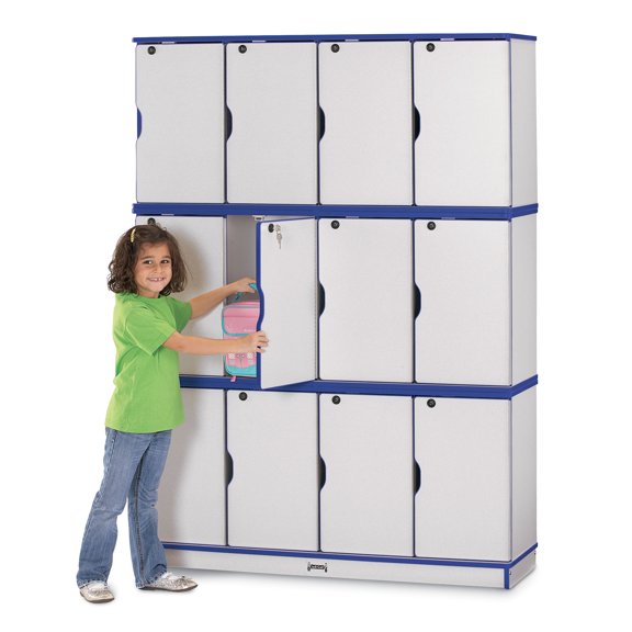 Stacking Lockable Lockers - Triple Stack - Blue