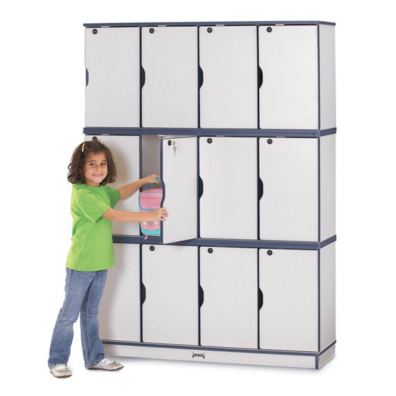 Stacking Lockable Lockers -  Triple Stack - Navy